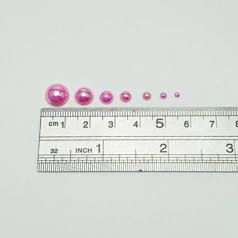 Chenkou Craft 3000PCS 1 Box Fuschia Round Flatback Imitation Half Pearls Bead Loose Beads Gem (Fuschia Half Ball) - Image 2